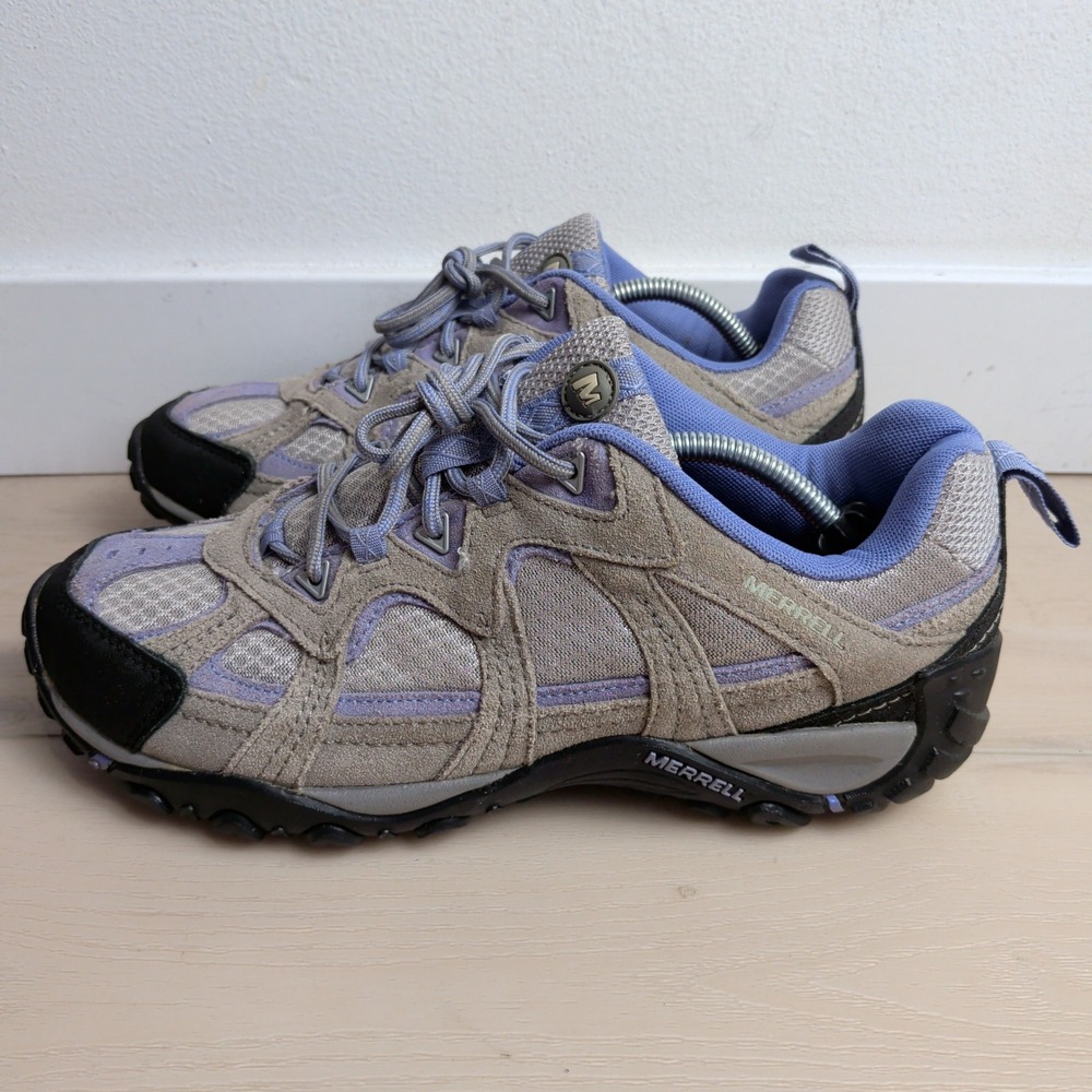 Merrell Hiking Shoes Trail Shoes Sneakers Womens 9 Grey Purple Suede Air Cushion